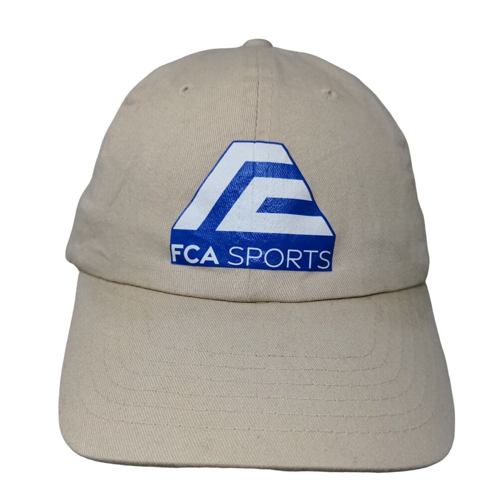FCA Sports Slideback Hat Tan One Size Adjustable Solid 6 Panel Big X